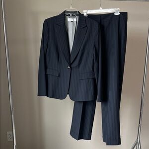 Classic Navy Blue Pinstripe Women’s Suit